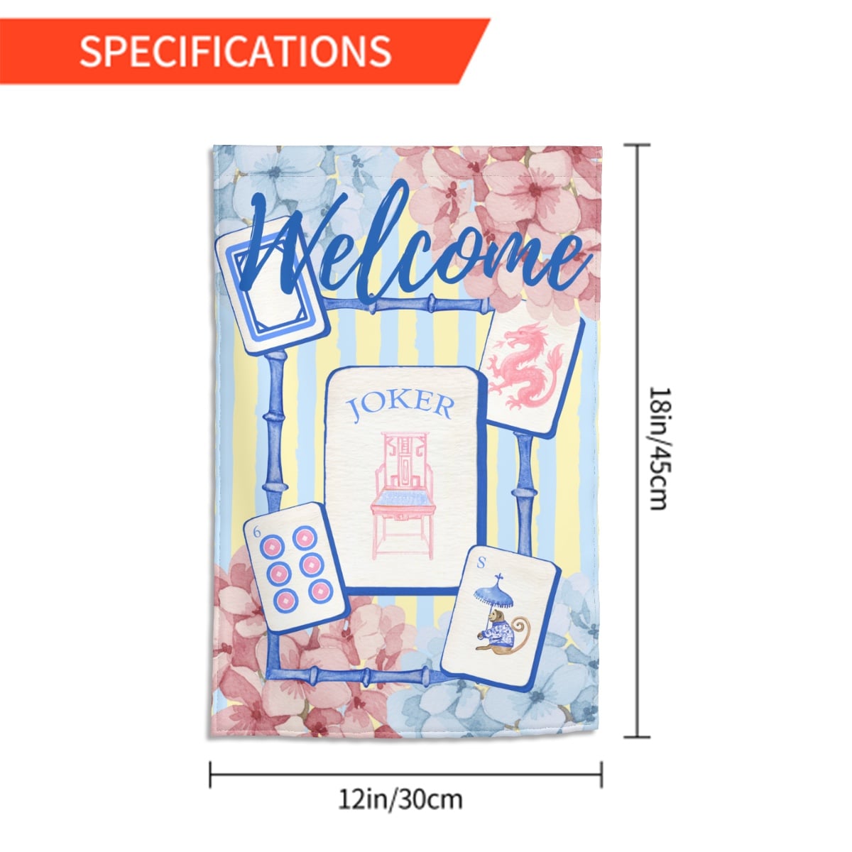 Tiles and Bamboo Mahjong Garden Flag
