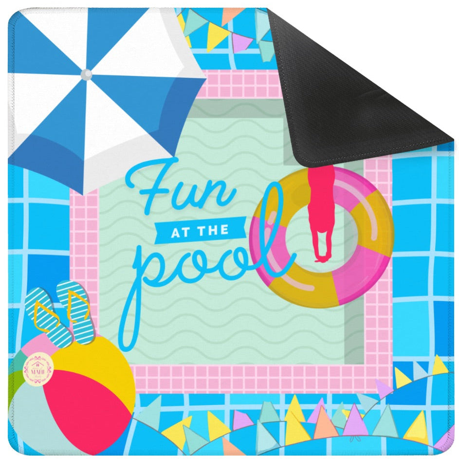 Fun at the Pool Mahjong Mat 33" x 33" (Ship Rolled up)