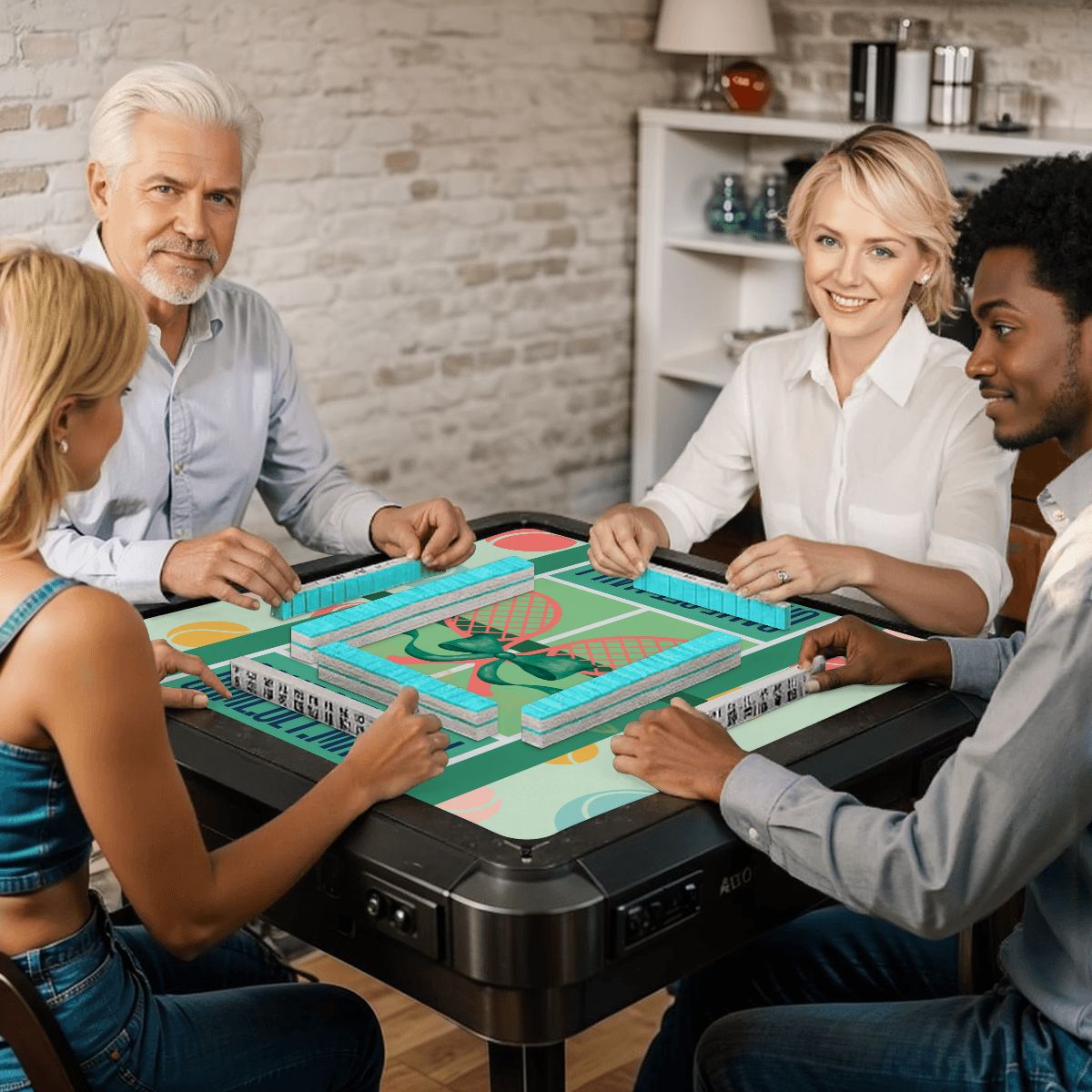 Game.Set.Mahj Tennis Mahjong Mat 31.5"x 31.5" (Ship Rolled up)
