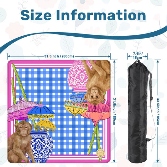 Chinoiserie Monkeys Custom Mahjong Mat 31.5"x31.5" (Ship Rolled up)