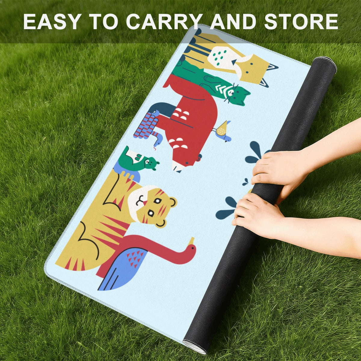 Mahj Zoo Travel Mahjong Mat 20.9"x20.9" (Ship Rolled up)
