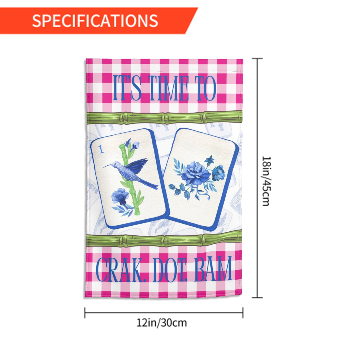 Crak. Dot. Bam Mahjong Garden Flag