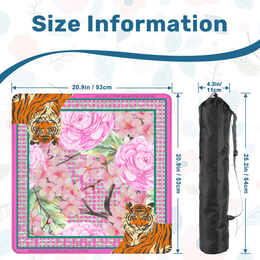 Cheery Tiger Travel Mahjong Mat 20.9"x20.9" (Ship Rolled up)