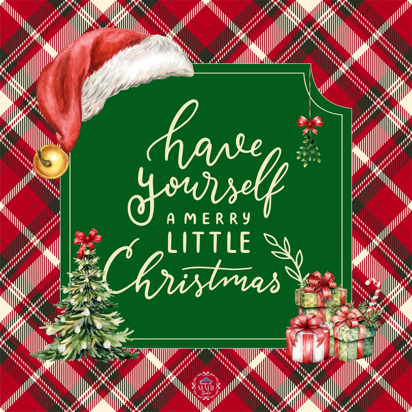 Merry Little Christmas Mahjong Mat 33" x 33" (ships rolled)