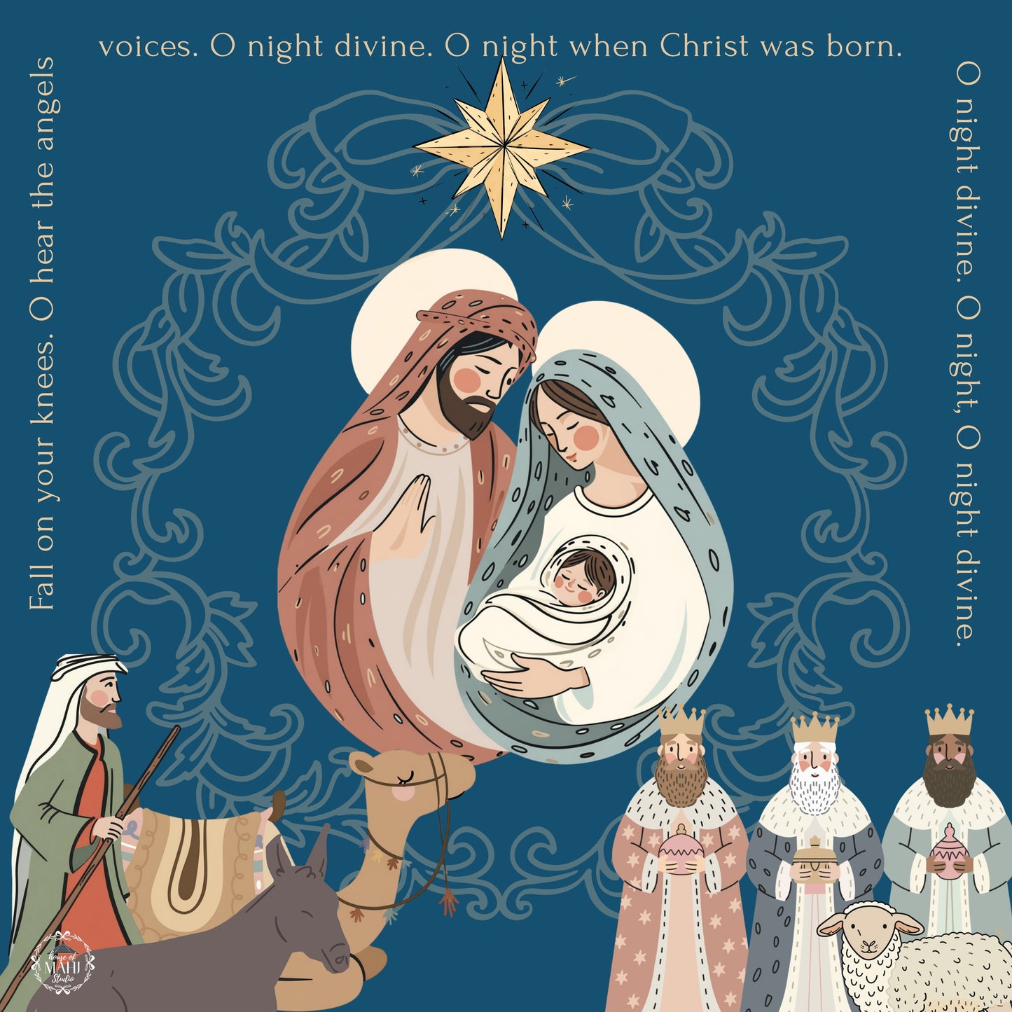 Oh Holy Night Mahjong Mat 33" x 33" (ships rolled)