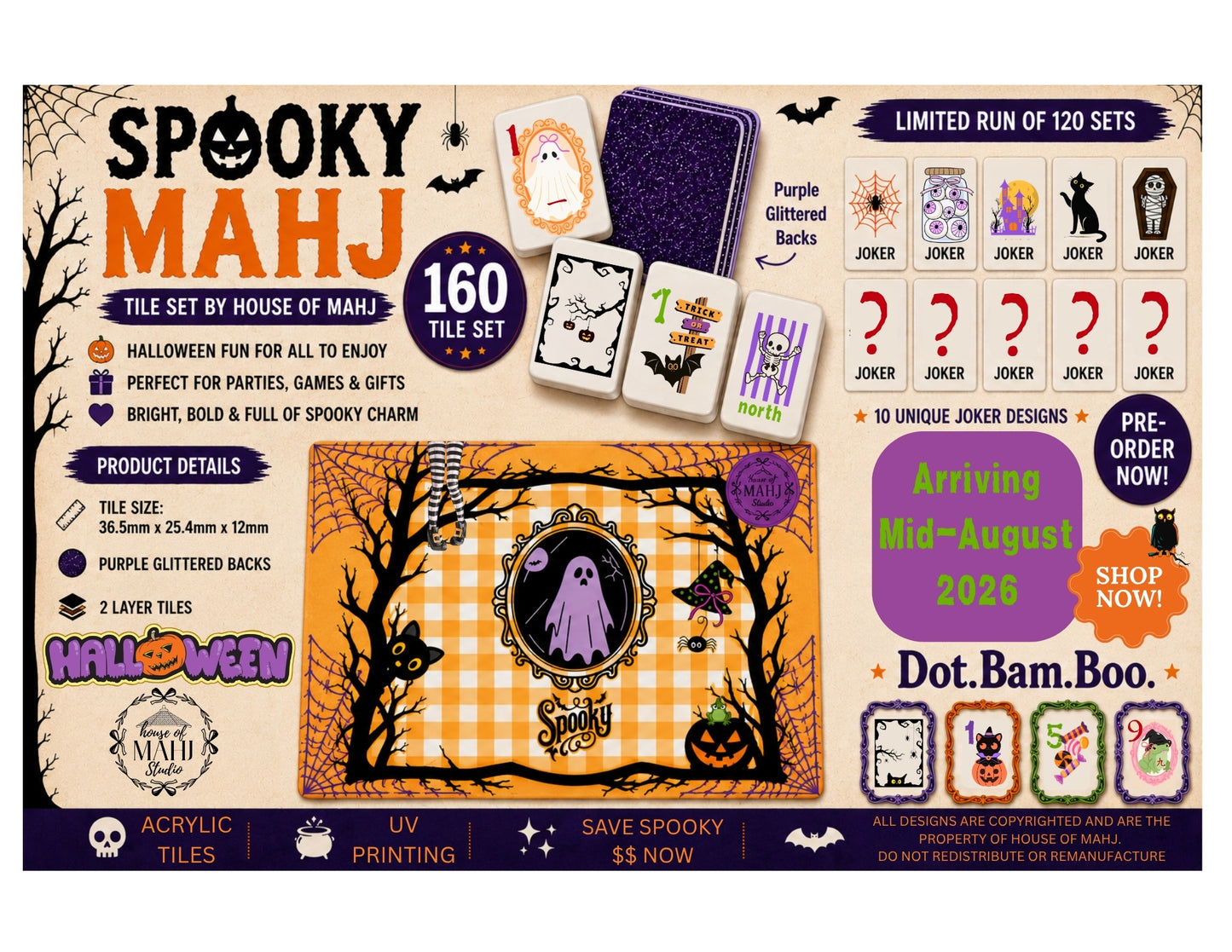 Spooky Mahj Halloween Tile Set/Mat Bundle