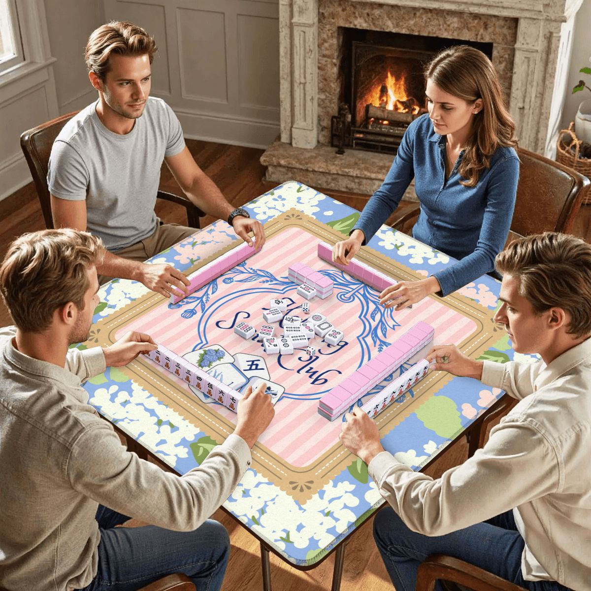 Mahjong Social Club Mahjong Mat 31.5"x 31.5" (Ships Rolled up)