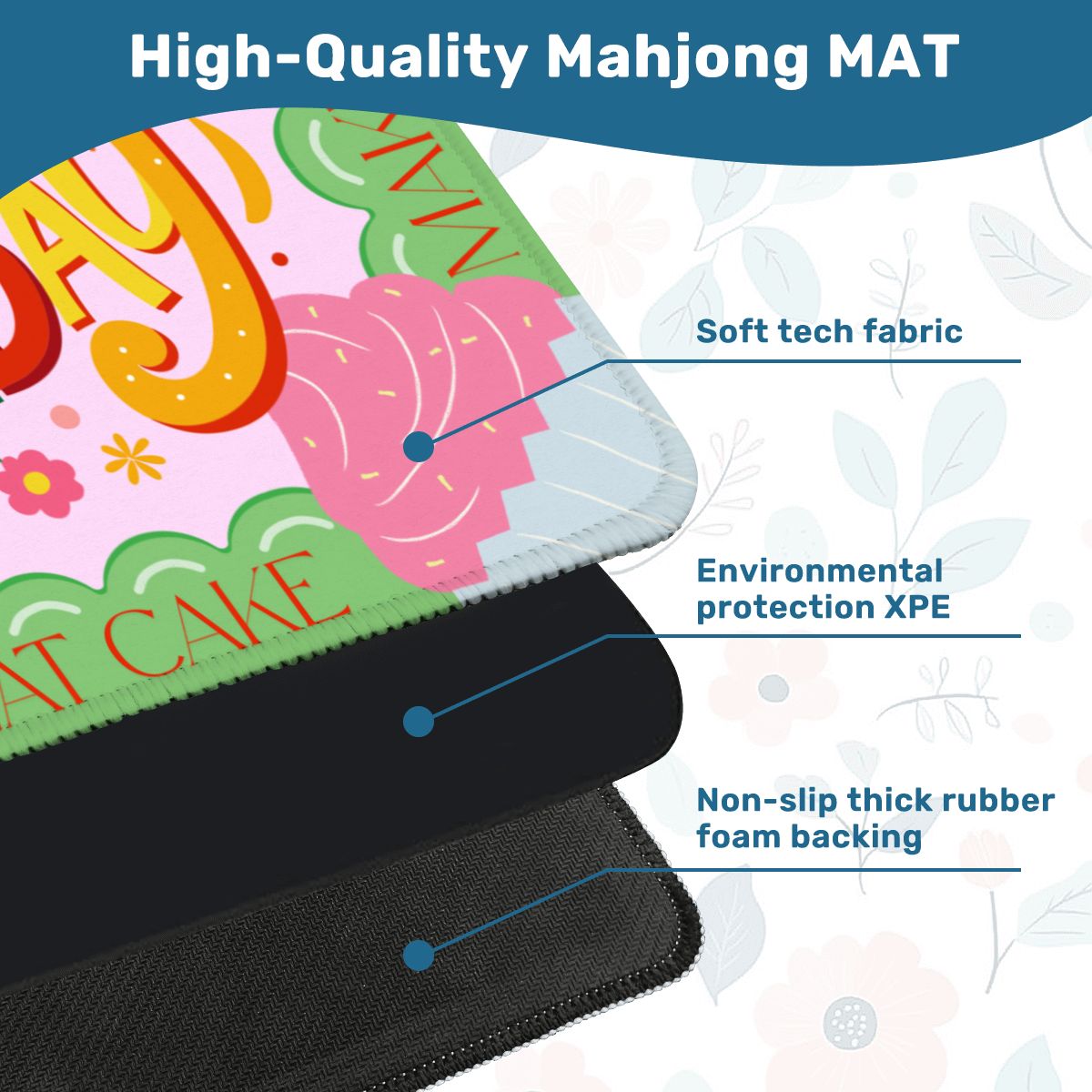 Let's Eat Cake Mahjong Mat 31.5"x31.5" (Ships Rolled up)