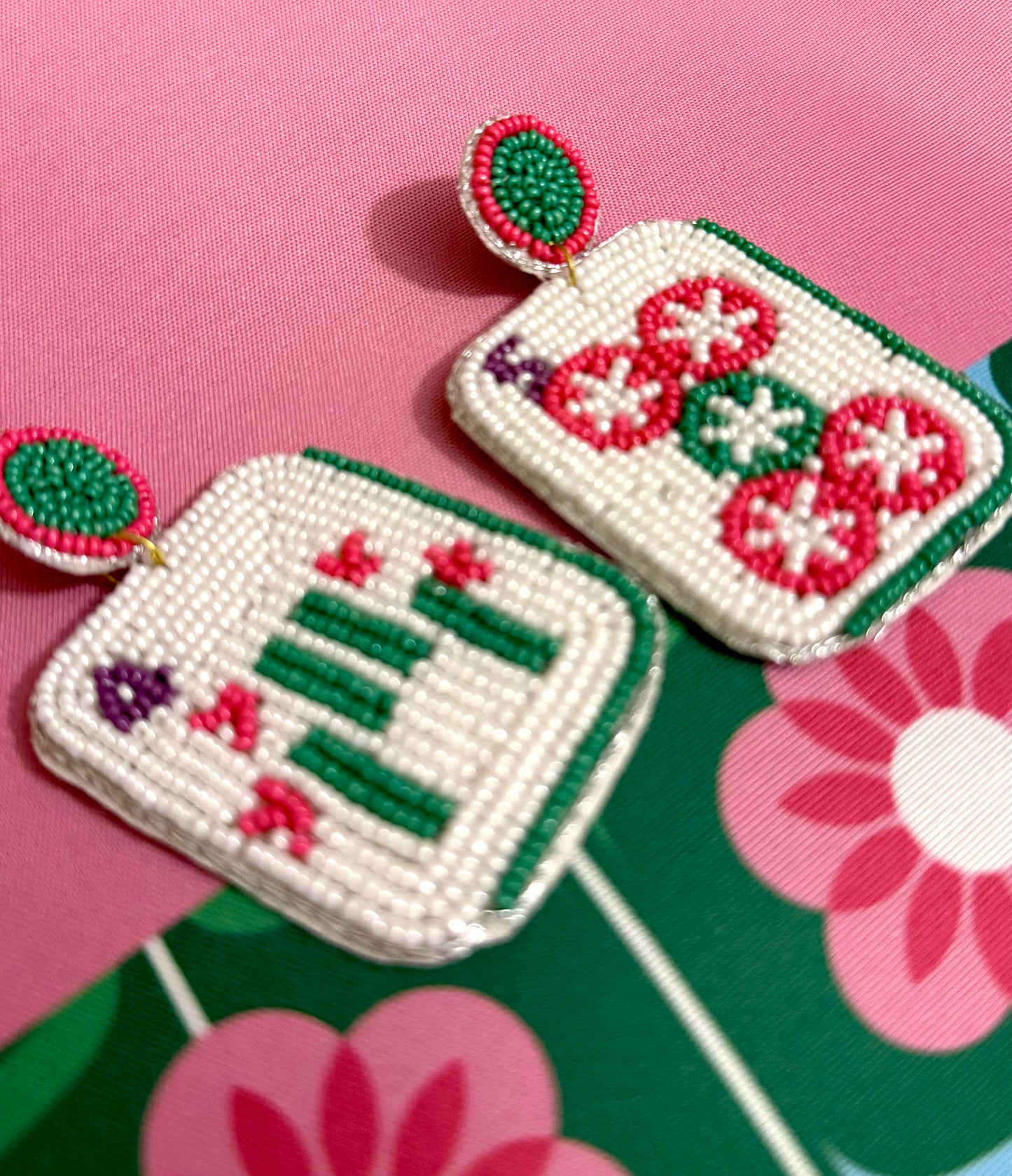 Bam & Dot Mahjong Beaded Statement Earrings