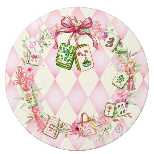 Tiles and Treasures Wreath ROUND 42" Mahjong Mat (Ship Rolled Up)