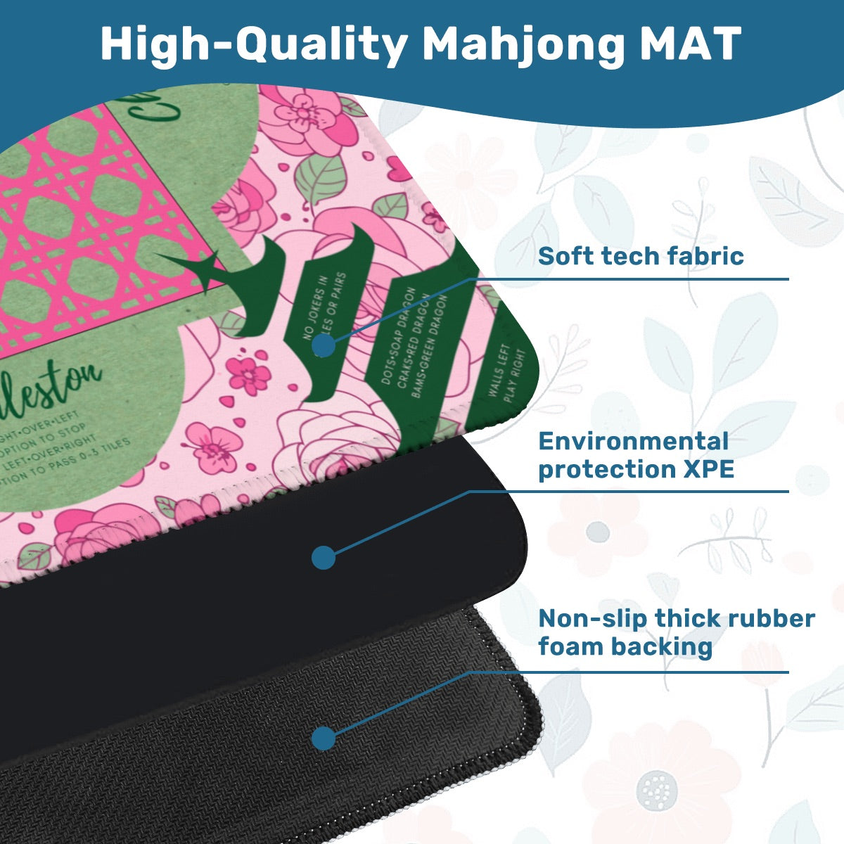 Preppy Pagoda Mahjong Mat 31.5"x31.5" (Ship Rolled up)