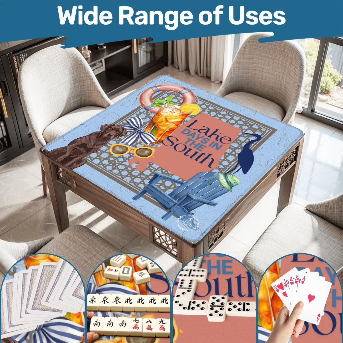 Lake Days Mahjong Mat 31.5"x31.5" (Ship Rolled up)