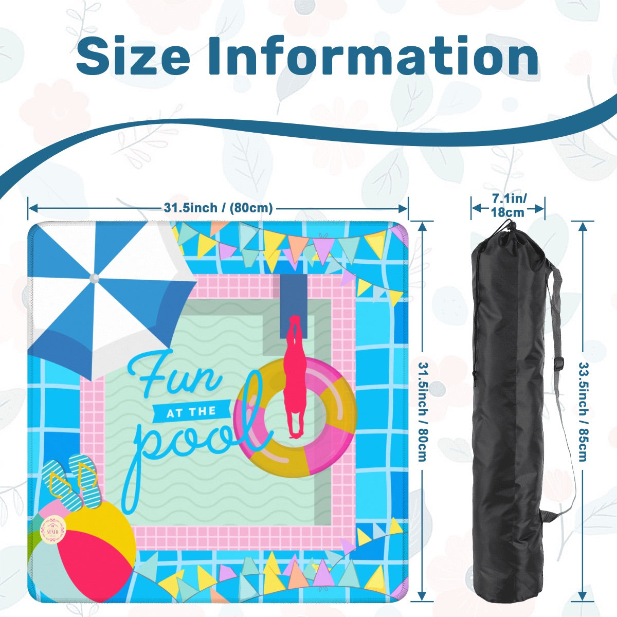 Fun at the Pool Mahjong Mat 31.5"x31.5" (Ship Rolled up)