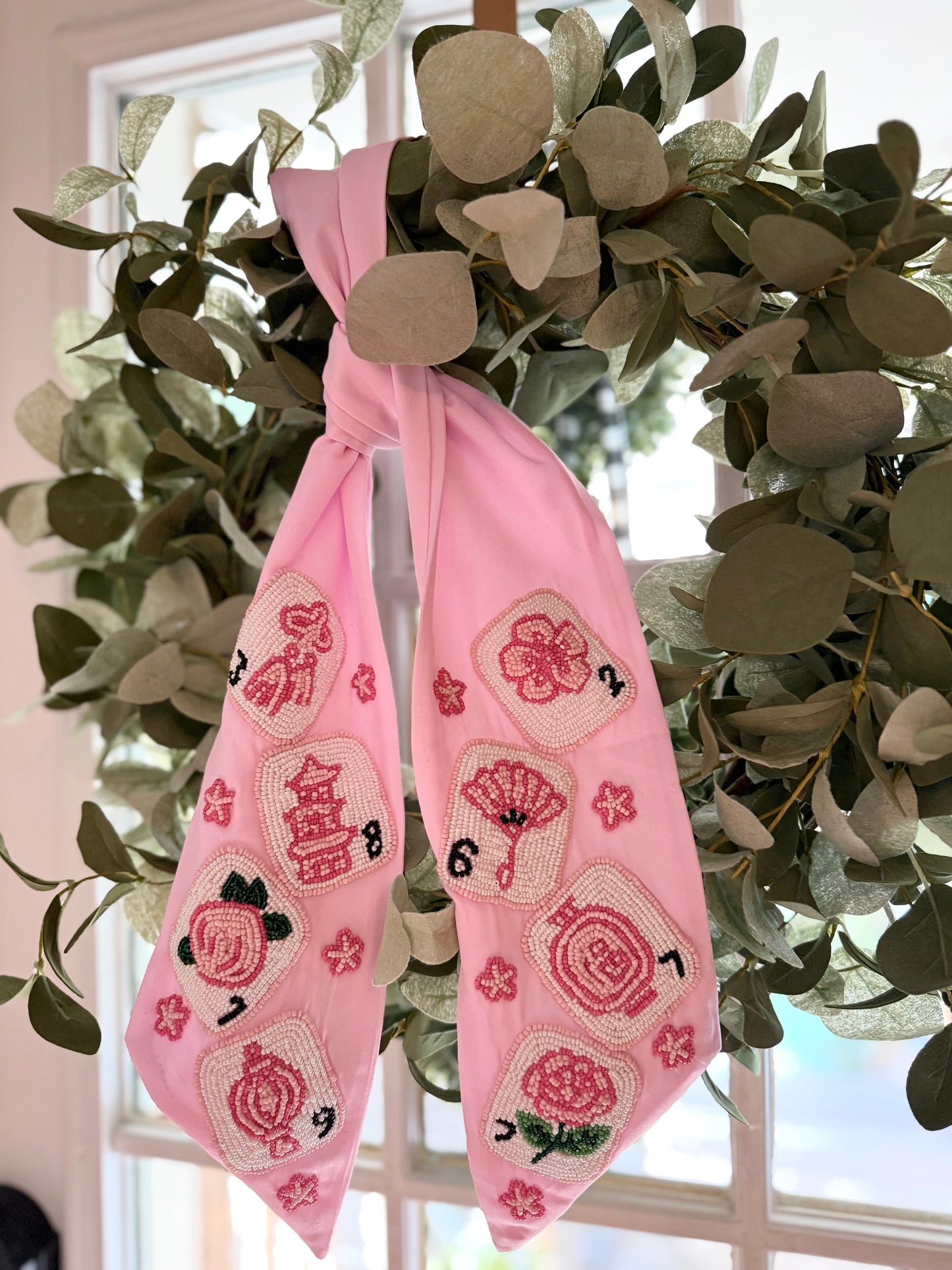 Pink Grandmillenial Mahjong Wreath Sash