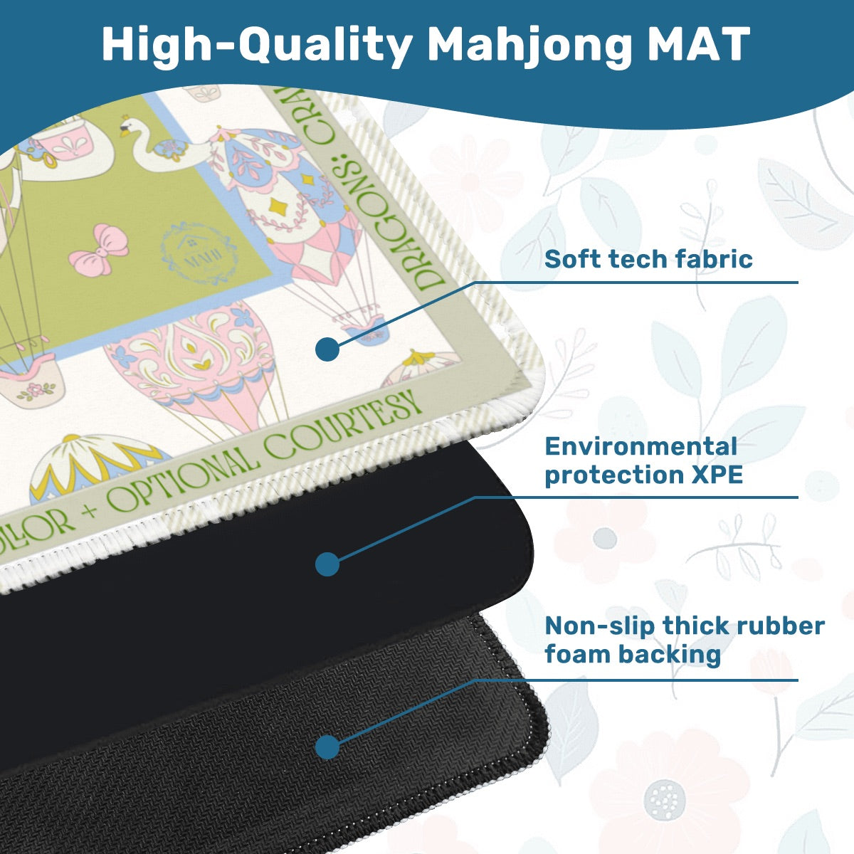 Whimsical Ride Mahjong Mat 31.5"x31.5" (Ship Rolled up)