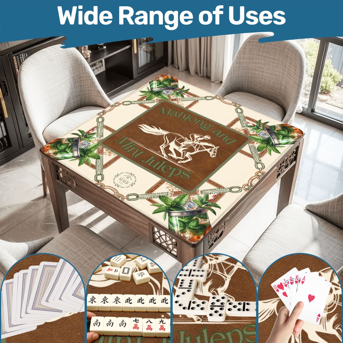 Mahjong & Mint Juleps Mahjong Mat 31.5"x 31.5" (Ships Rolled up)