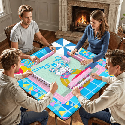 Fun at the Pool Mahjong Mat 31.5"x31.5" (Ship Rolled up)