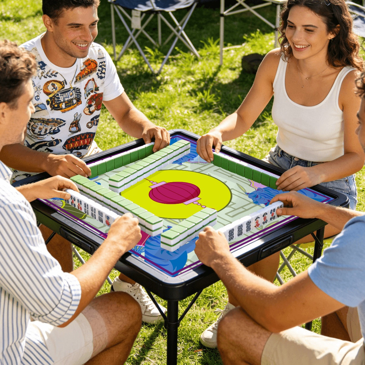 East to West Travel Mahjong Mat 20.9"x20.9" (Ship Rolled up)