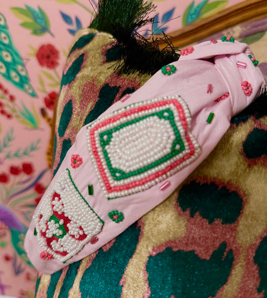 Pretty in Pink Beaded Mahjong Headband
