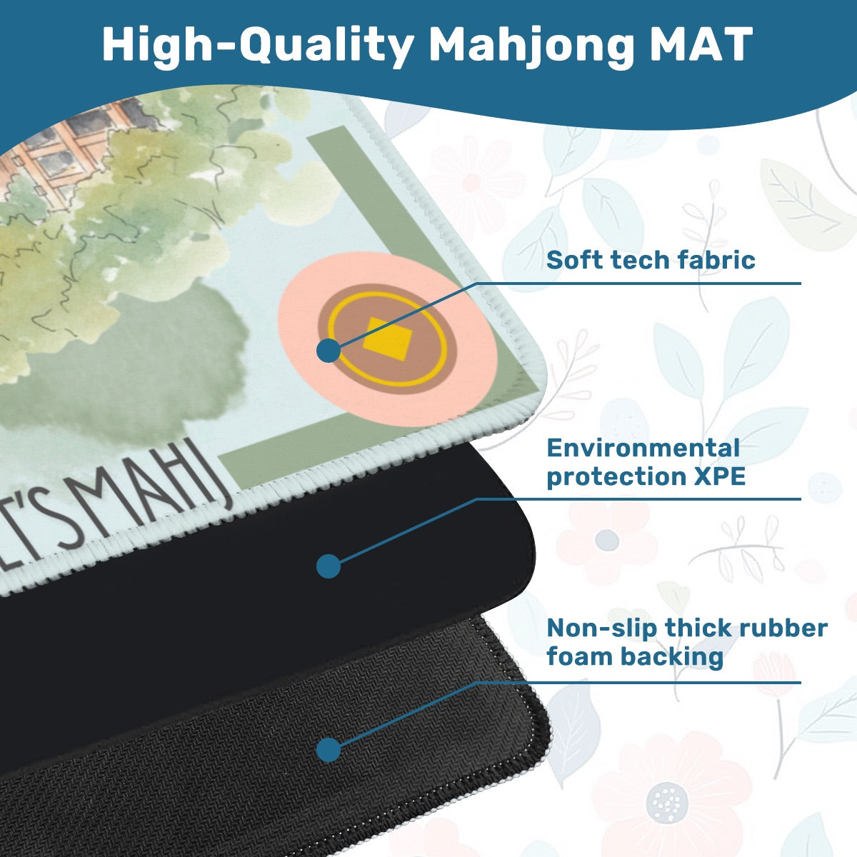 Serenity Let's Mahj Travel Mahjong Mat 20.9"x20.9" (Ship Rolled up)