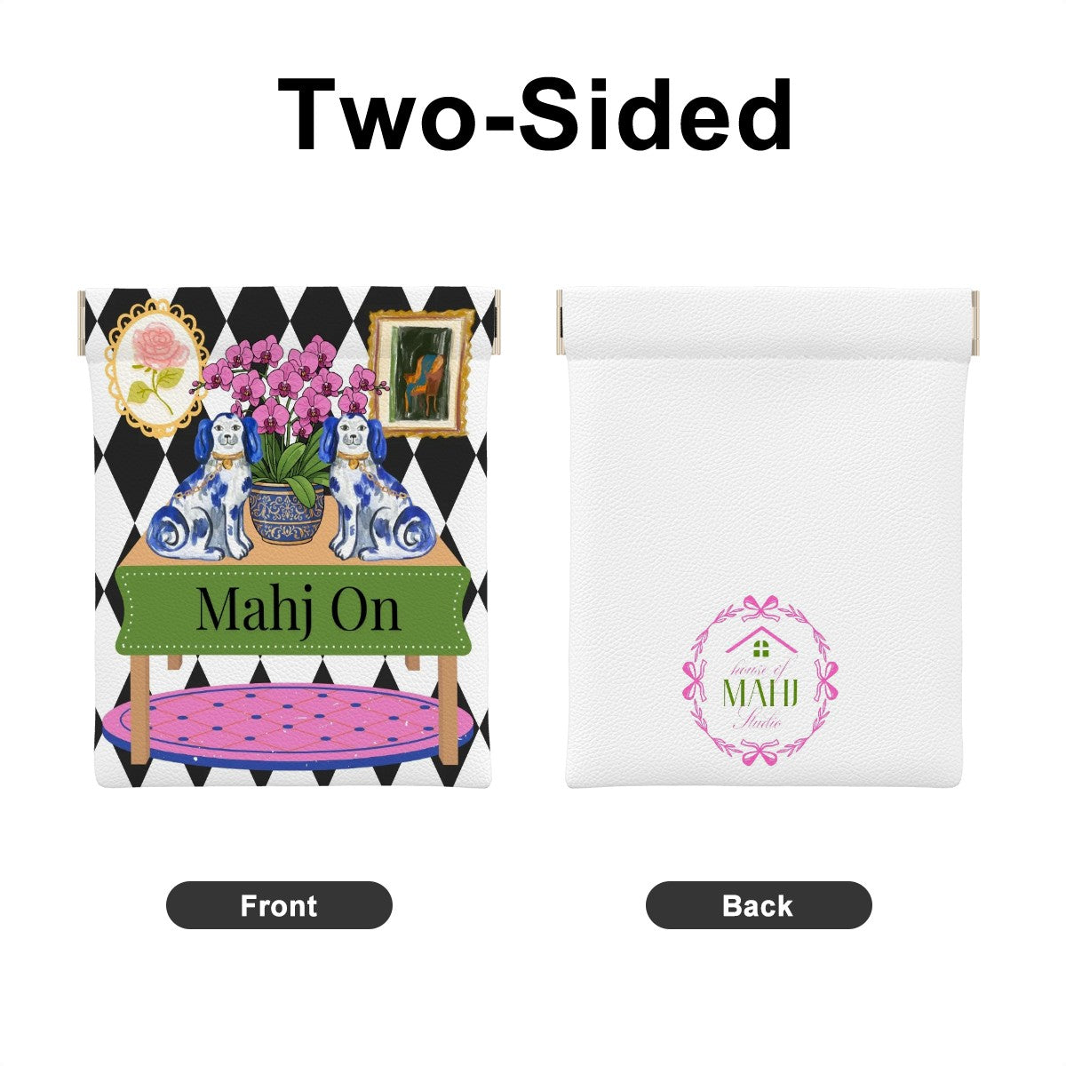Mahj On w/ Dogs Dice/Coin Bag