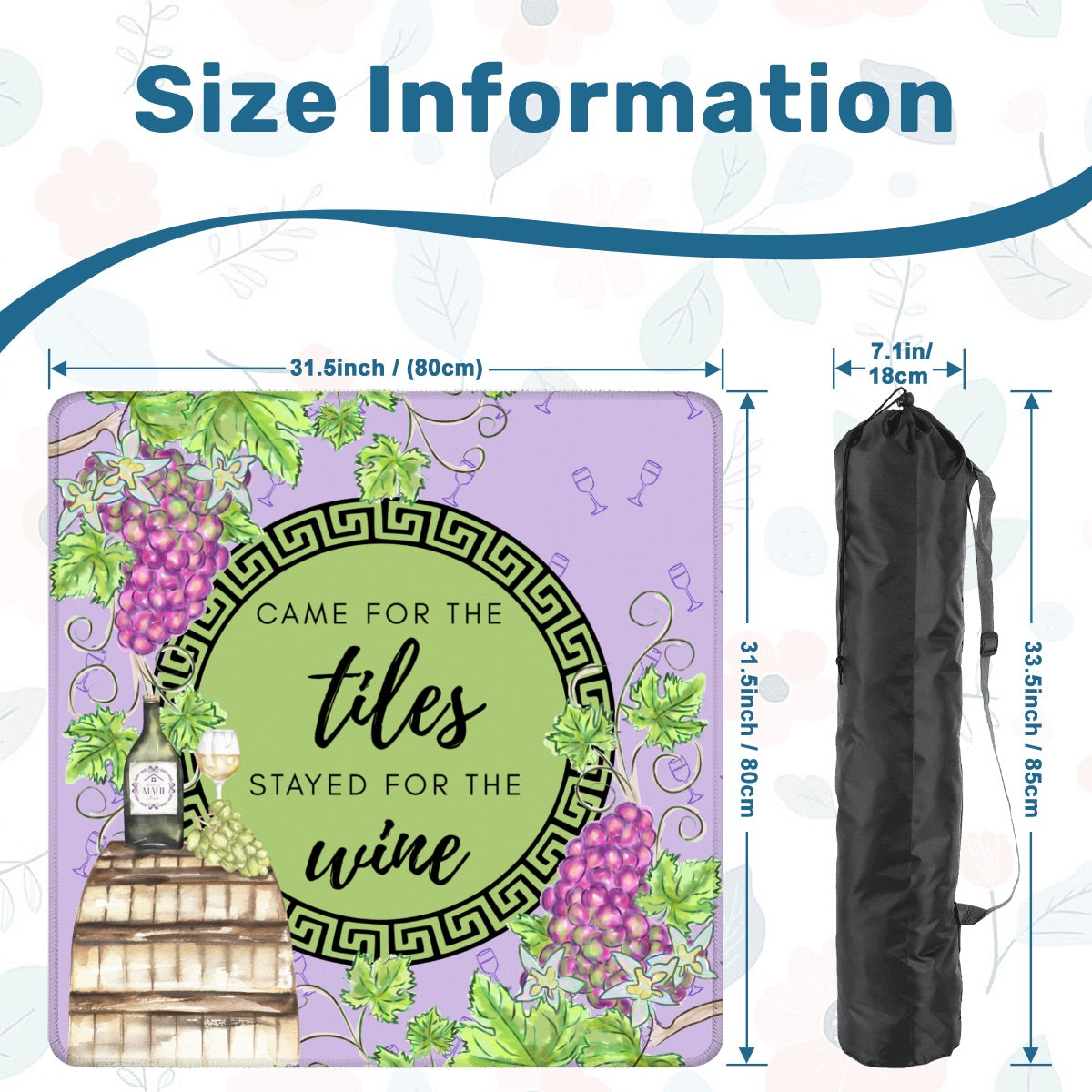 Stayed for the Wine Mahjong Mat 31.5"x31.5" (Ship Rolled up)