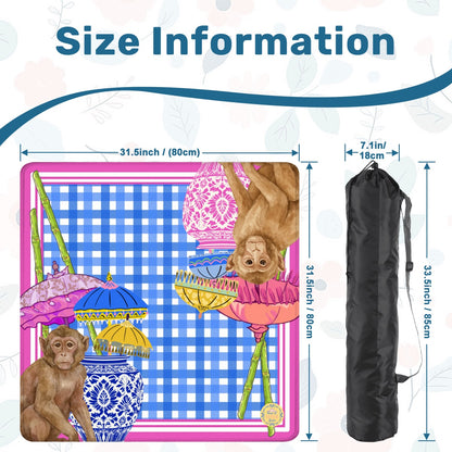 Chinoiserie Monkeys Custom Mahjong Mat 31.5"x31.5" (Ship Rolled up)