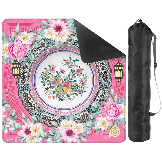 Pink Medallion Mahjong Mat 31.5"x31.5" (Ship Rolled up)