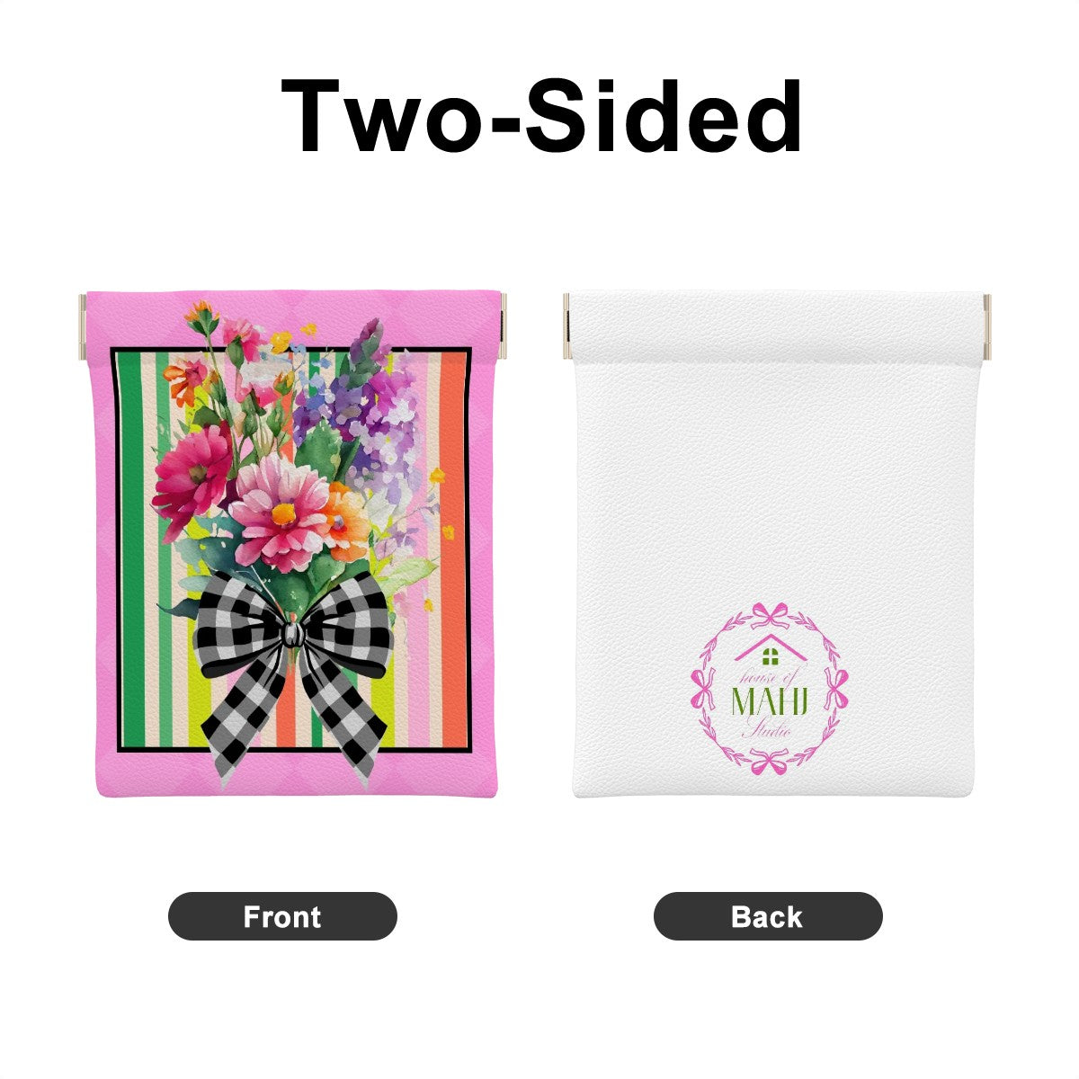 Flowers & Gingham Bow Dice/Coin Bag