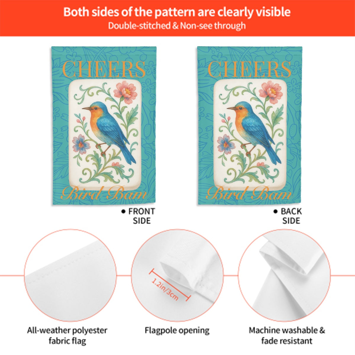 Cheers Bird Bam Mahjong Garden Flag