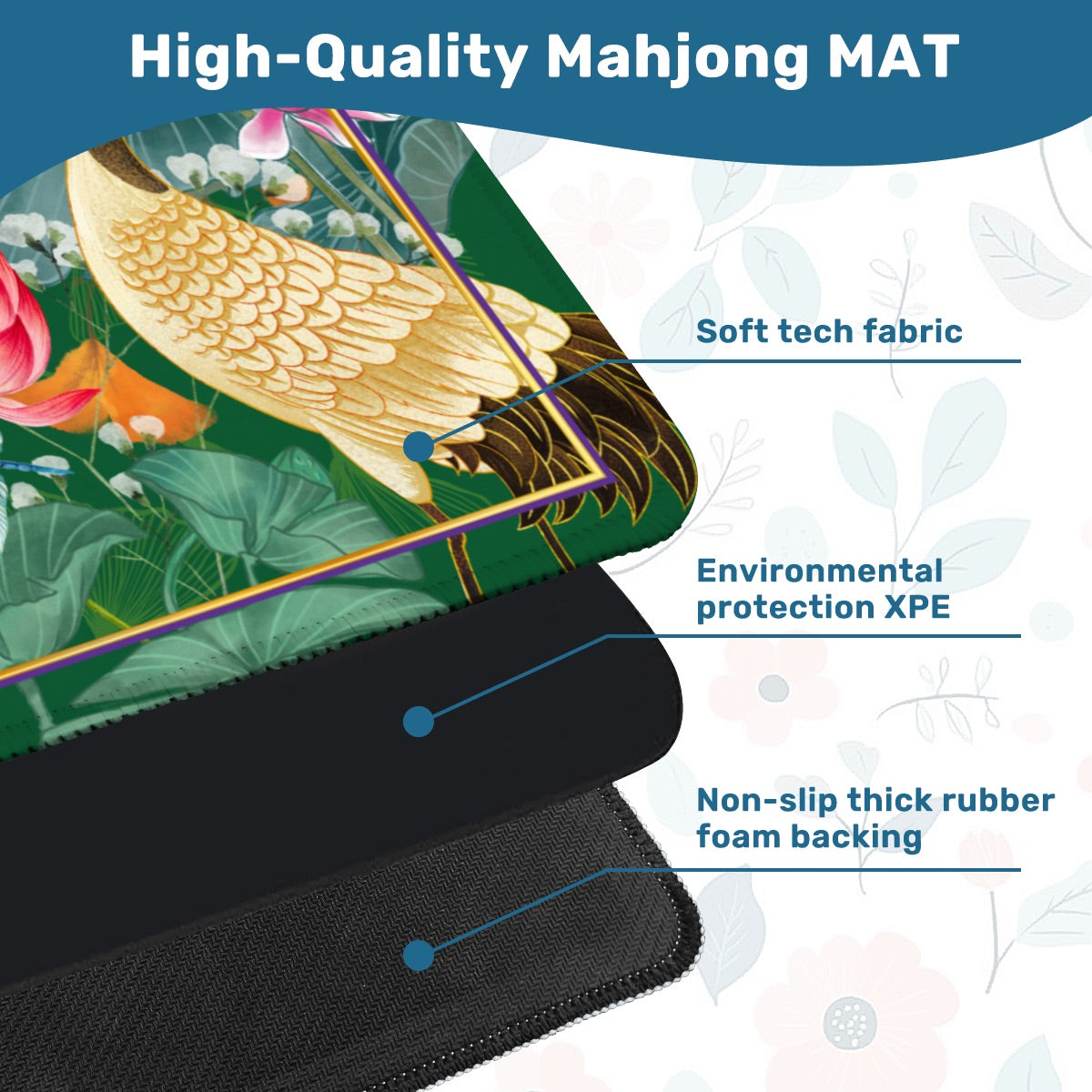 Tropical Paradise Mahjong Mat 31.5"x31.5" (Ship Rolled up)