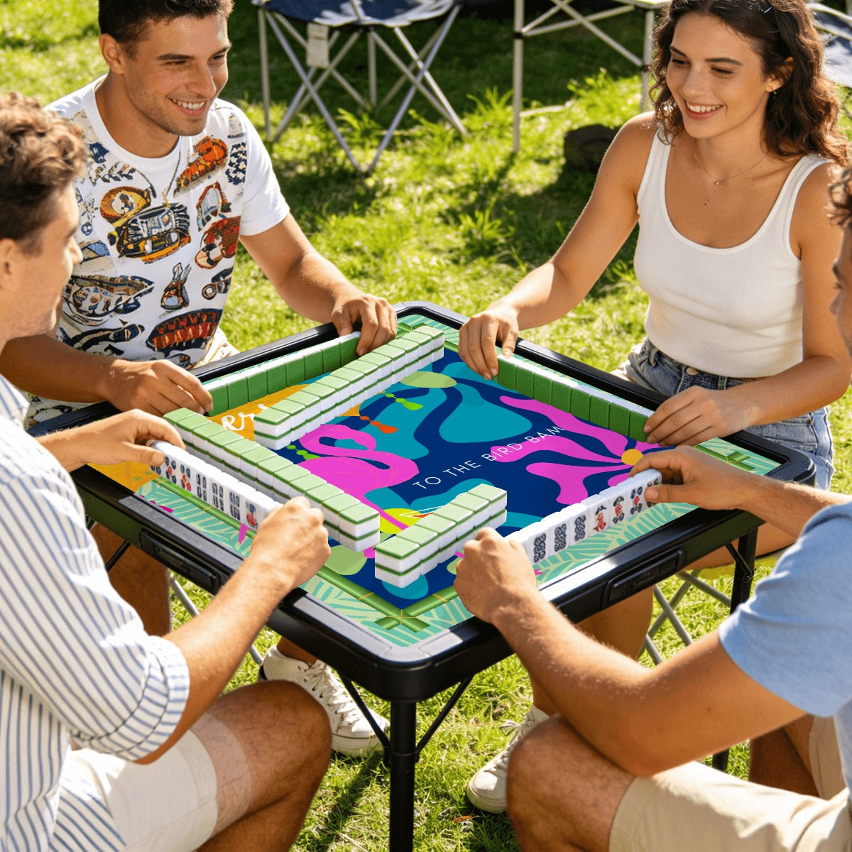 Cheers to the Bird Bam Travel Mahjong Mat 20.9"x20.9" (Ship Rolled up)