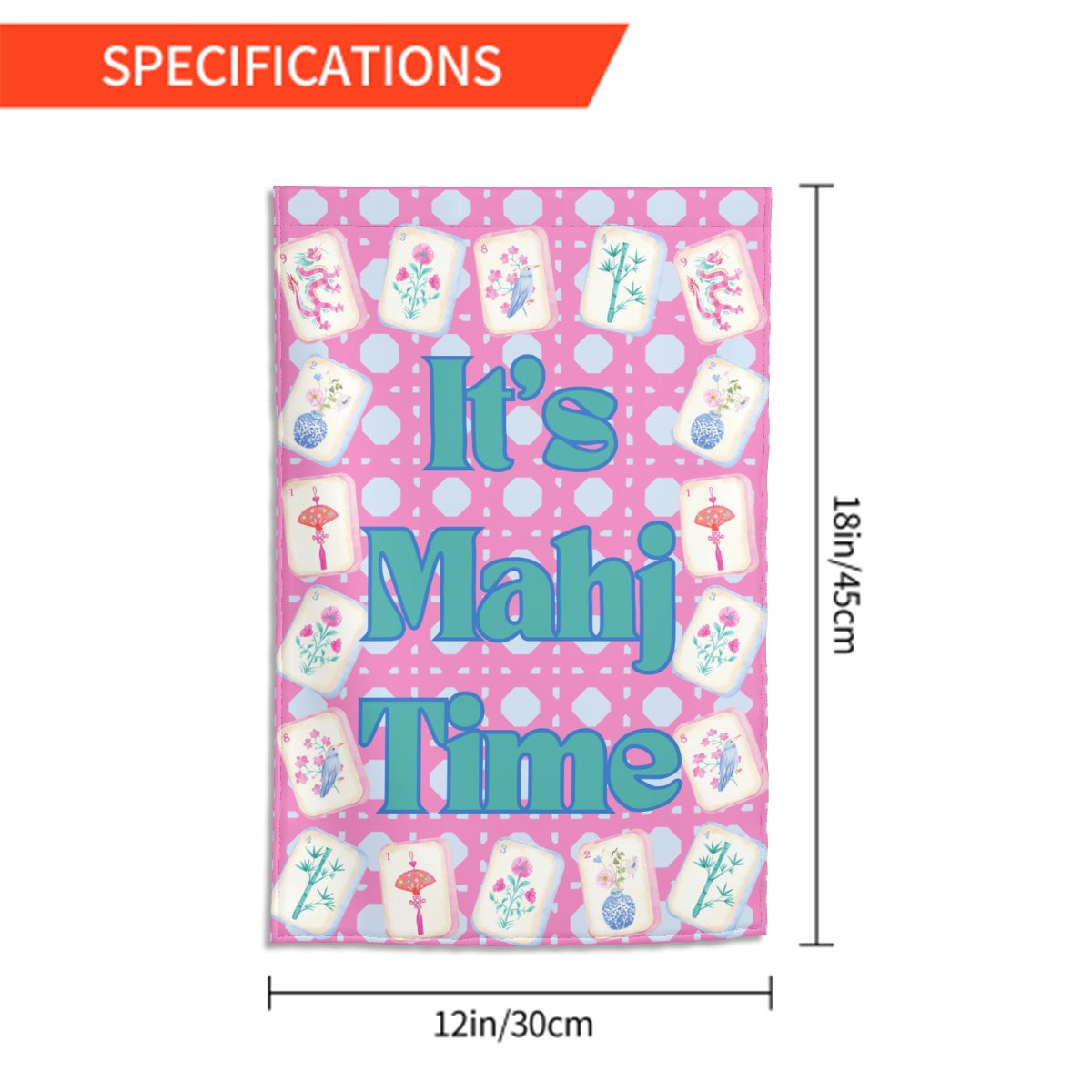 It's Mahj Time Mahjong Garden Flag