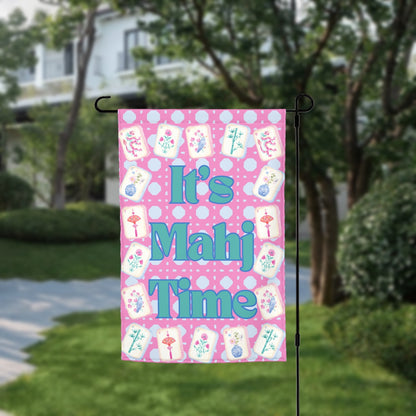 It's Mahj Time Mahjong Garden Flag