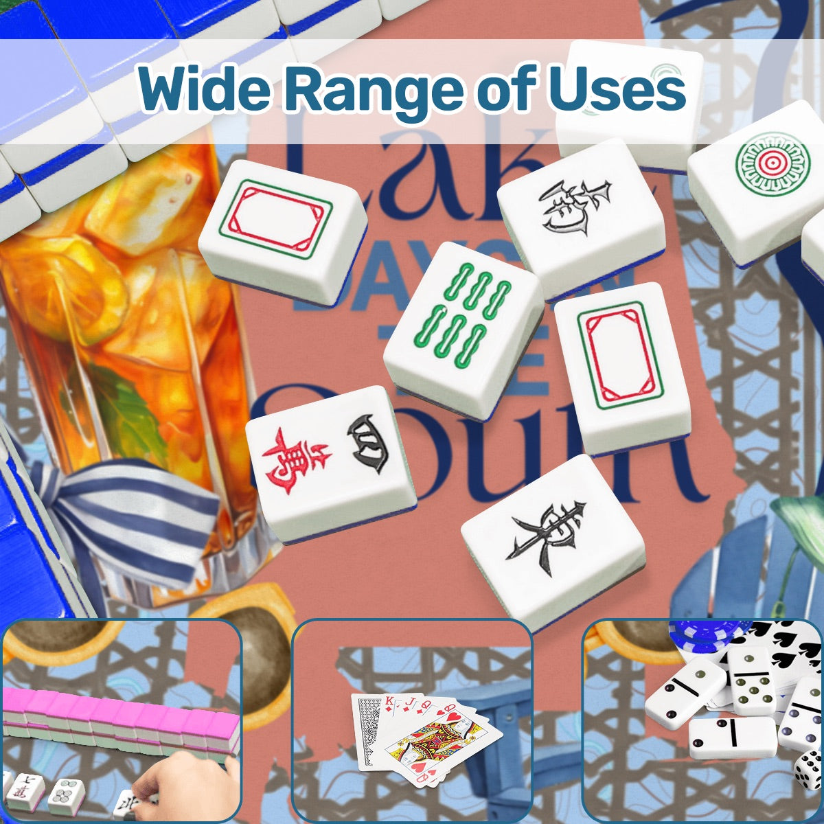 Lake Days Mahjong Mat 31.5"x31.5" (Ship Rolled up)