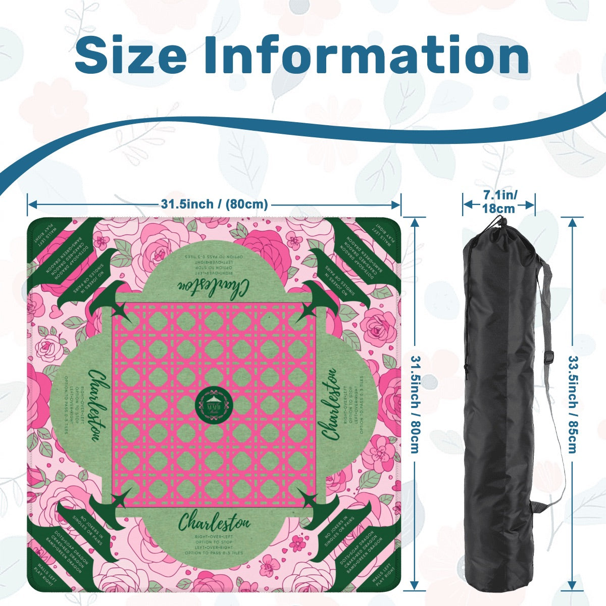 Preppy Pagoda Mahjong Mat 31.5"x31.5" (Ship Rolled up)