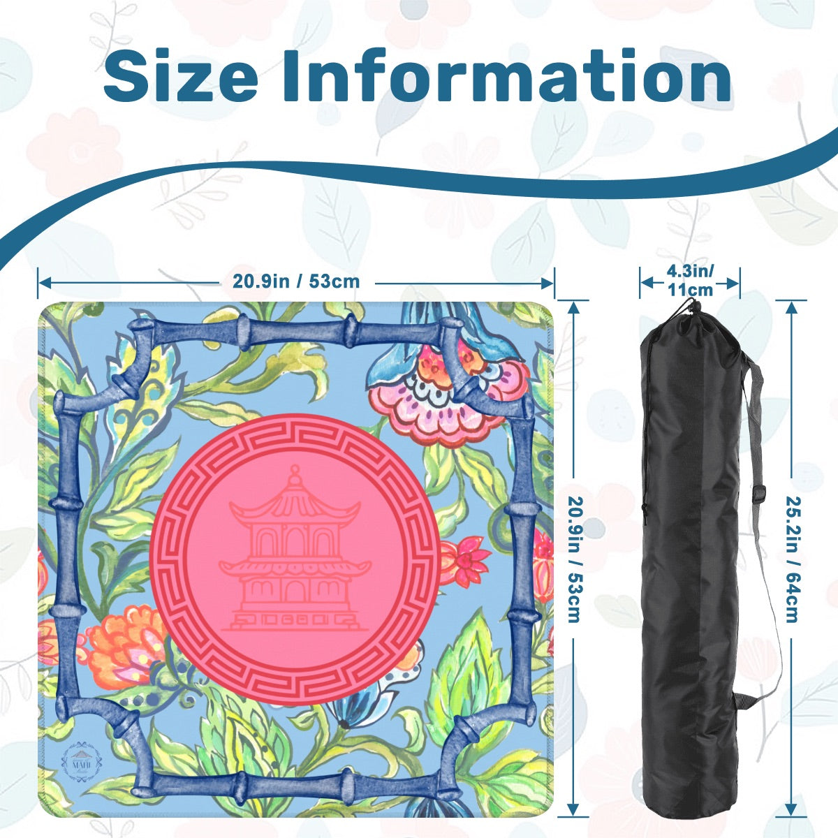 Peaceful Pagoda Travel Mahjong Mat 20.9"x20.9" (Ship Rolled up)