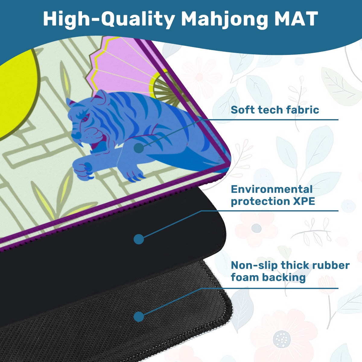East to West Travel Mahjong Mat 20.9"x20.9" (Ship Rolled up)