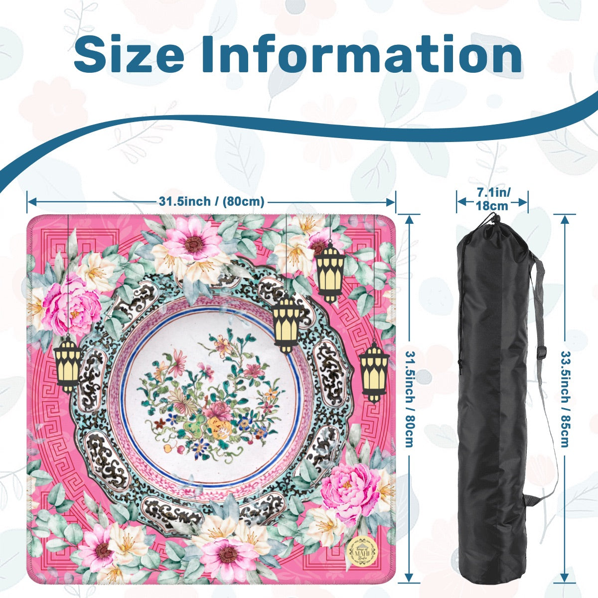 Pink Medallion Mahjong Mat 31.5"x31.5" (Ship Rolled up)