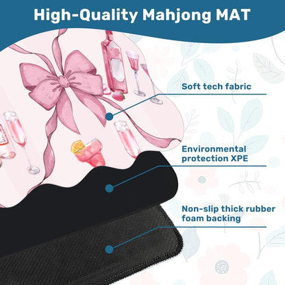 Bows & Bubbly Scalloped Mahjong Mat 31.5"x31.5" (Ship Rolled up)
