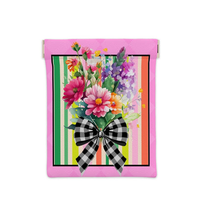 Flowers & Gingham Bow Dice/Coin Bag
