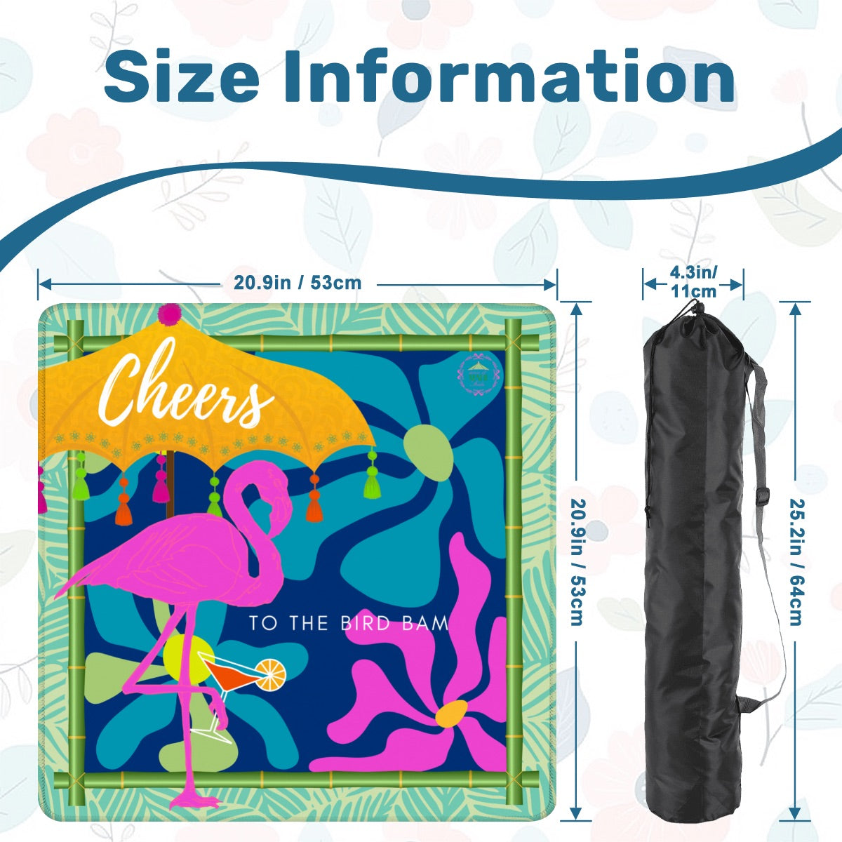 Cheers to the Bird Bam Travel Mahjong Mat 20.9"x20.9" (Ship Rolled up)