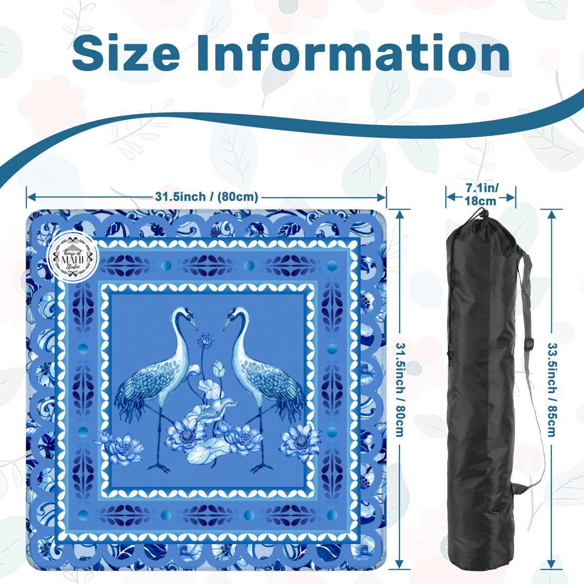 Monday Blues Mahjong Mat 31.5"x31.5" (Ship Rolled up)