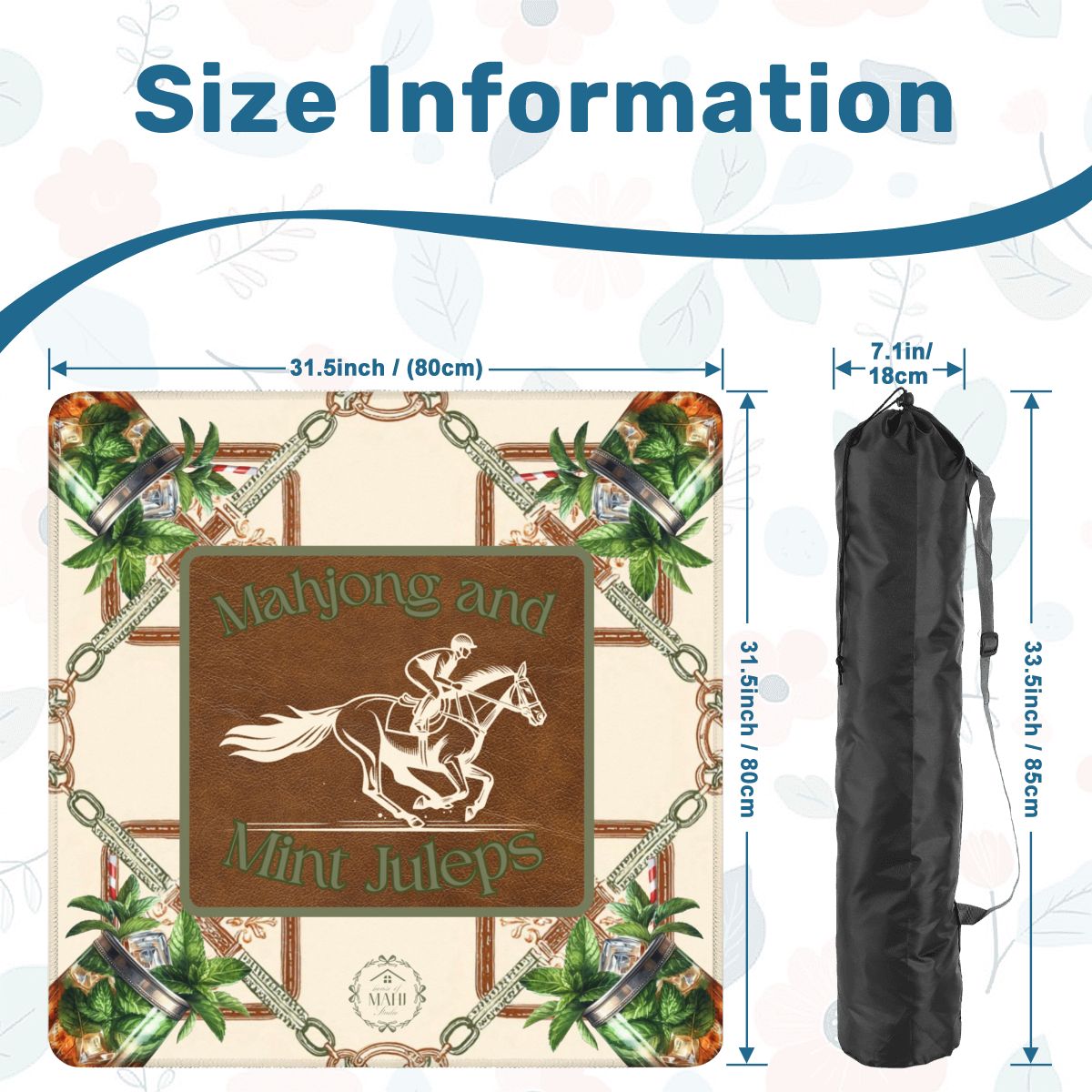 Mahjong & Mint Juleps Mahjong Mat 31.5"x 31.5" (Ships Rolled up)