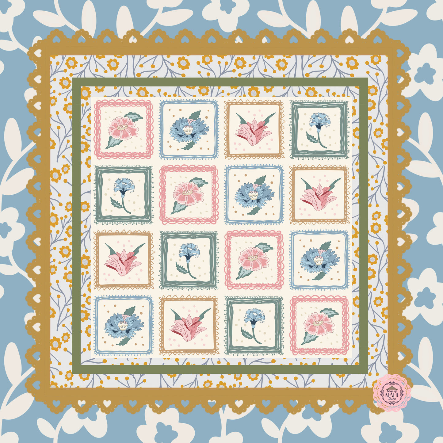 Cozy Quilt Mahjong Mat 33" x 33" (Ship Rolled Up)