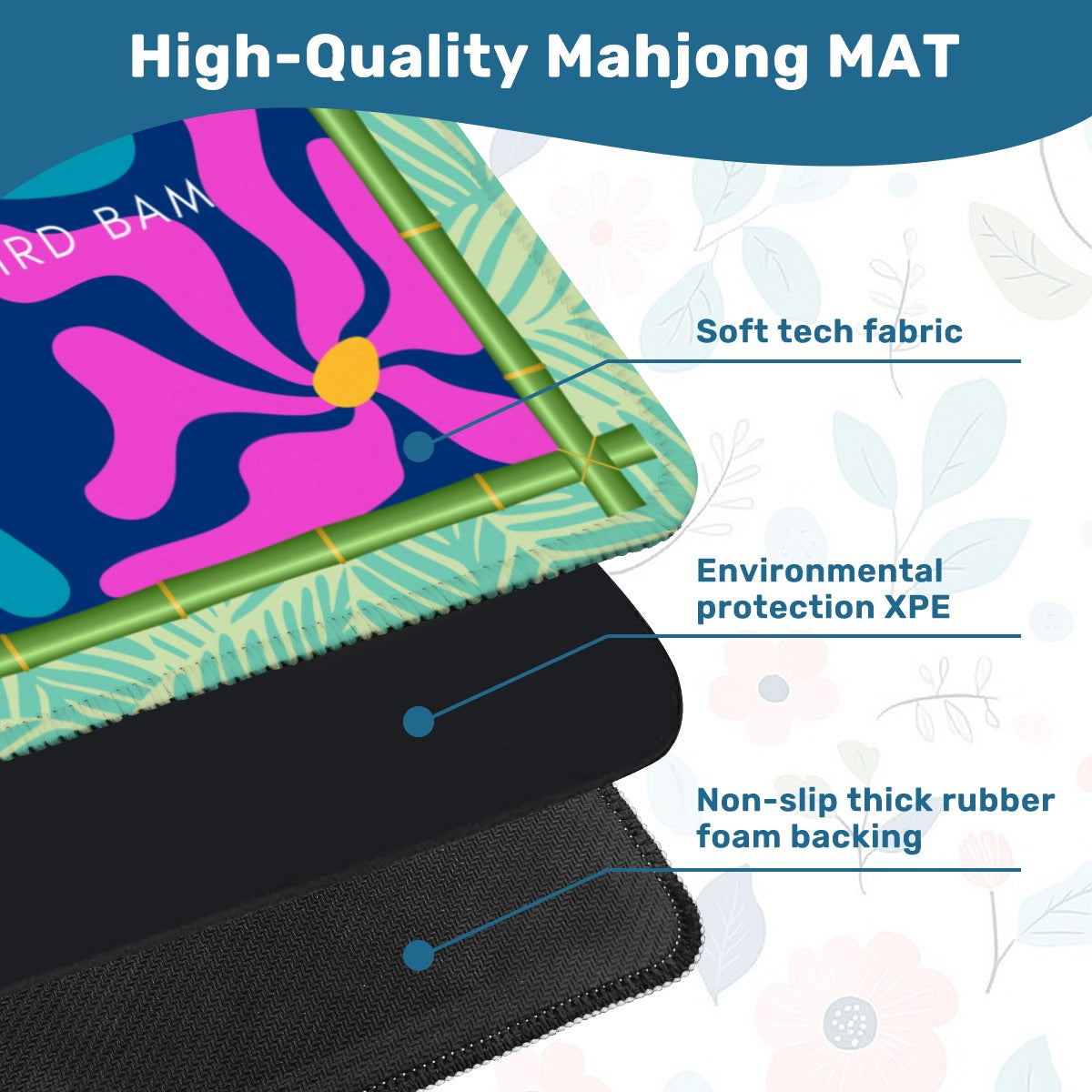Cheers to the Bird Bam Travel Mahjong Mat 20.9"x20.9" (Ship Rolled up)