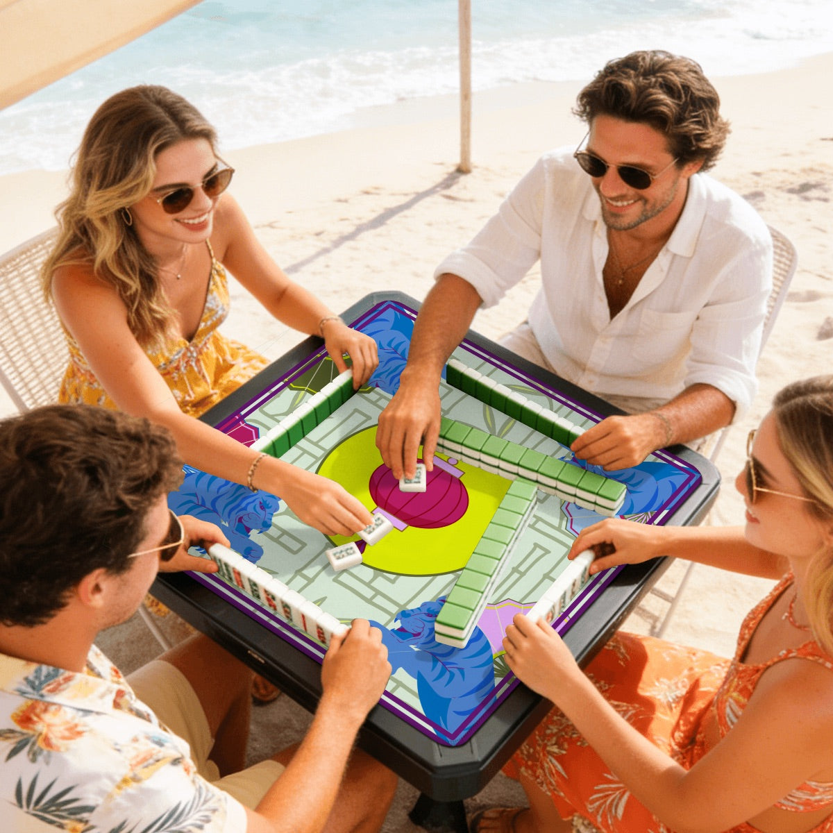 East to West Travel Mahjong Mat 20.9"x20.9" (Ship Rolled up)