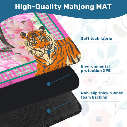 Cheery Tiger Travel Mahjong Mat 20.9"x20.9" (Ship Rolled up)