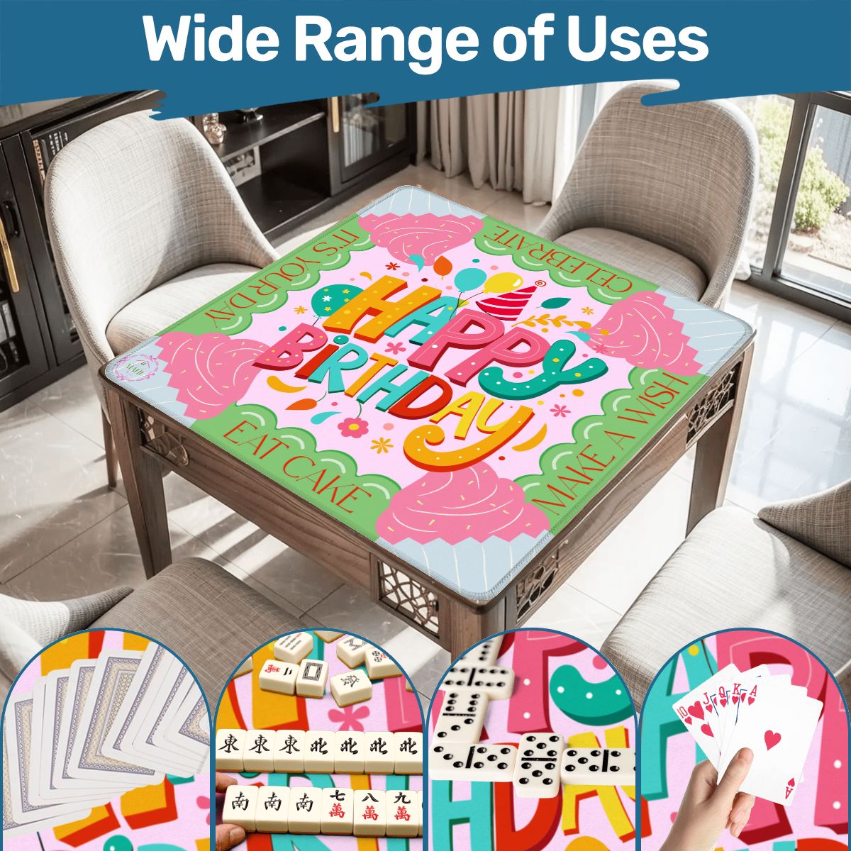 Let's Eat Cake Mahjong Mat 31.5"x31.5" (Ships Rolled up)