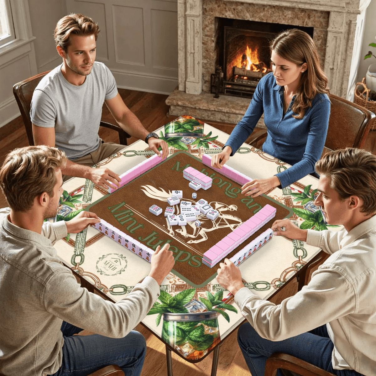 Mahjong & Mint Juleps Mahjong Mat 31.5"x 31.5" (Ships Rolled up)